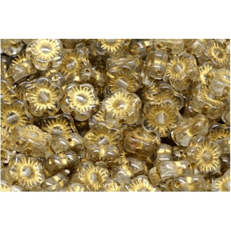 Fleur 10x10mm Transparent doré (x10)