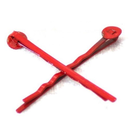 Barrette à cheveux plateau rond 50mm Rouge (x1)