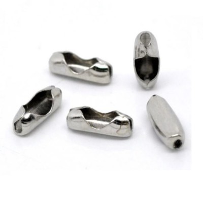 Fermoir Chaine Bille Vieil Argent 8x2mm (x10)