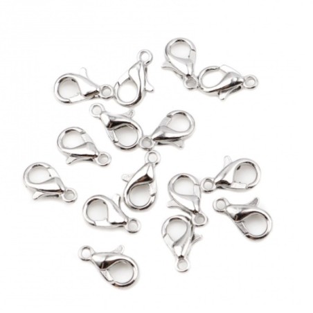 Fermoir mousqueton métal argenté 10mm (x1)