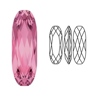 Cabochon baguette 4161 15x5mm Light Rose F (x1)