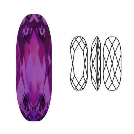 Cabochon baguette 4161 15x5mm Amethyst F (x1)