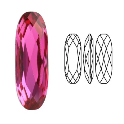 Cabochon baguette 4161 15x5mm Fuchsia F (x1)