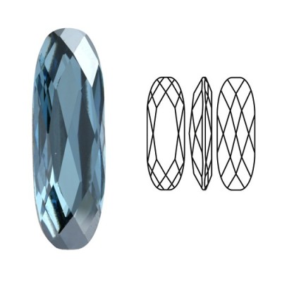 Cabochon baguette 4161 15x5mm Aquamarine Satin F (x1)