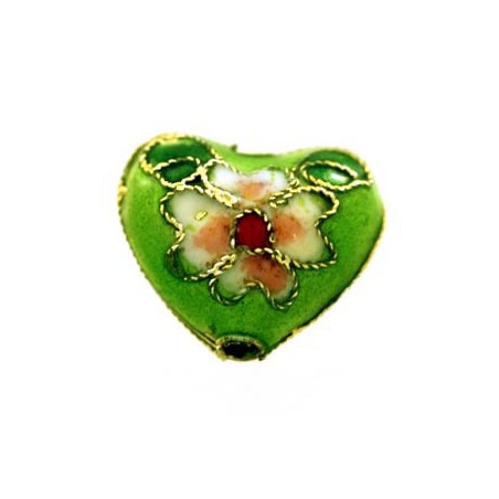 Perle Cloisonnée coeur 12x10mm Anis (x1)