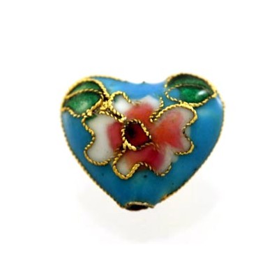 Perle Cloisonnée coeur 12x10mm Bleu Ciel (x1) Perle Cloisonnée coeur 12x10mm Bleu Ciel (x1)