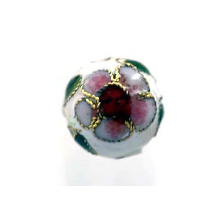 Perle Cloisonnée ronde 12mm Blanc (x1)