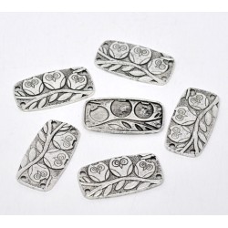 Connecteur rectangulaire hiboux argenté 38x20mm (x1)