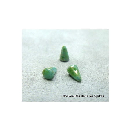Spikes en verre de Bohême 8x5mm Green Turquoise Lumi (x1)