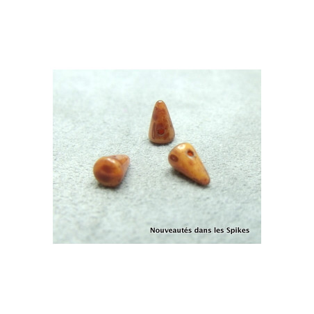 Spikes en verre de Bohême 8x5mm Coral Pink Picasso (x1)