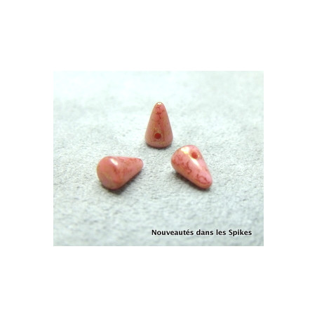 Spikes en verre de Bohême 8x5mm Coral Pink Lumi (x1)