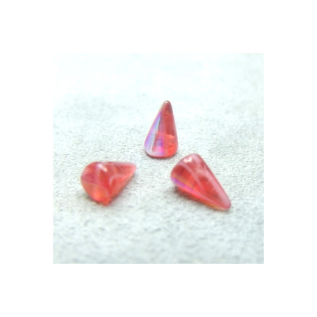 Spikes en verre de Bohême 8x5mm Cranberry Agathe Ab (x1)