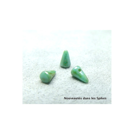 Spikes en verre de Bohême 8x5mm Turquoise Bronze Picasso (x1) 