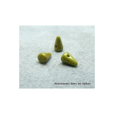 Spikes en verre de Bohême 8x5mm Olive Jade Lumi (x1)  