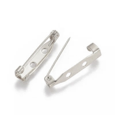 Broche 2 trous argentée 25x5mm Acier inoxydable (x1) Broche 2 trous argentée 25x5mm Acier inoxydable (x1)