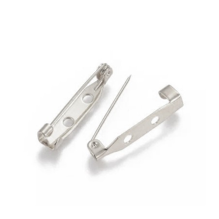 Broche 2 trous argentée 25x5mm Acier inoxydable (x1)