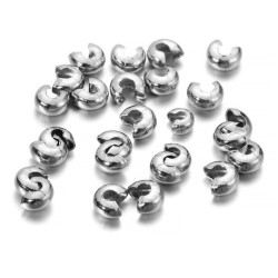 Caches perles à écraser Argentés 3mm (x10)