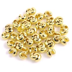 Caches perles à écraser Dorés 3mm (x10)