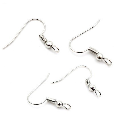 x10 paires Boucles d'oreilles américaines crochets Argentées 22mm