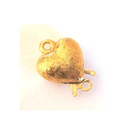 Fermoir 1 rang coeur doré 10x13mm (x1)