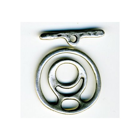 Fermoir Vieil Argent Rond 34 mm (x1)