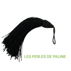 Pompon Soie Noir 85x12mm (x1)