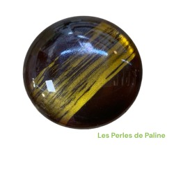 Cabochon en Verre 30mm Brun striée Doré (x1)