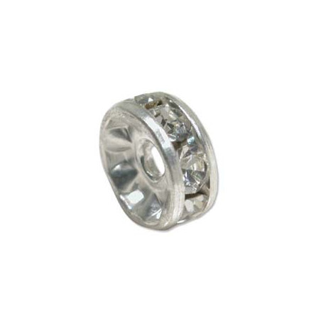 Rondelle strass Cristal Argent 5mm (x1)