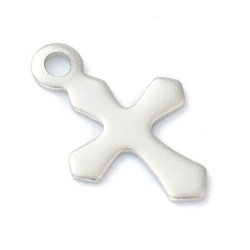 Breloque Croix 9x6mm Acier...