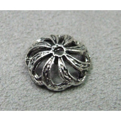 Coupelle volute striée Vieil argent 15X6mm (x1)