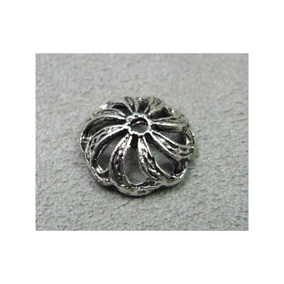 Coupelle volute striée Vieil argent 15X6mm (x1)