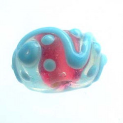 Perle rondelle Turquoise et rose 15x8mm (X1)