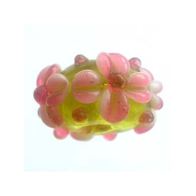 Perle rondelle Citron Rose 16x8mm (X1)