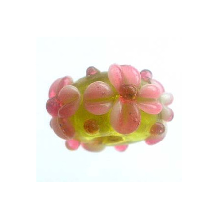 Perle rondelle Citron Rose 16x8mm (X1)