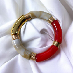 Bracelet Résine Rouge Doré...