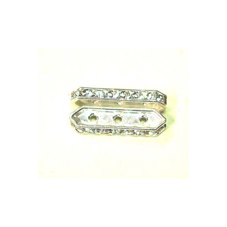 Barette Strass GM Cristal Argent 16x3,7 (X1)