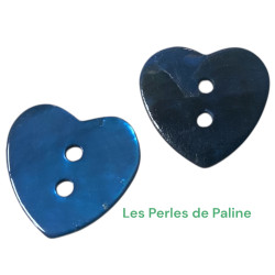 Coeur en Veritable Nacre Coloré Bleu 15mm (x1)