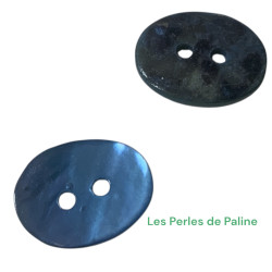 Oval en Veritable Nacre Coloré Bleu 15x11mm (x1)