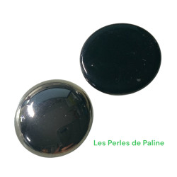 Cabochon en verre 25mm Hématite (x1)
