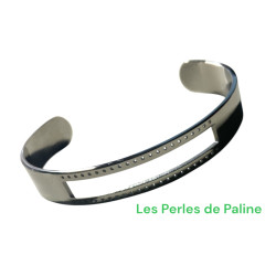Support Bracelet Argenté 10mm ouverture avec trou 4x40mm (x1)