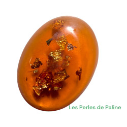 Cabochon Oval Résine Feuille d'Or 38x28x6mm (x1)