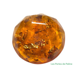 Cabochon Rond Résine Feuille d'Or 30x6mm (x1)
