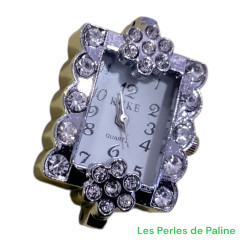 Cadran Montre Strass 32x20mm Argente (x1)