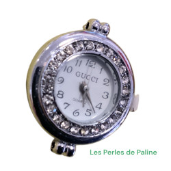 Cadran Montre Strass 30mm Argente (x1)