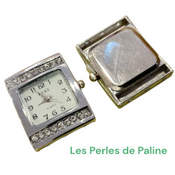 Cadran Montre Strass 28x30mm Argente (x1)