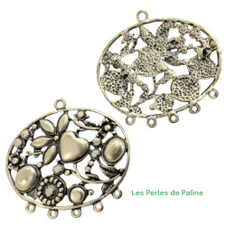 Breloque Oval Fleur 50x45mm...