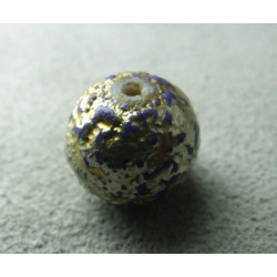 Perle synthétique boule 12mm - Mauve/Or (x1)