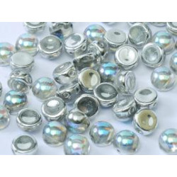 Perle Cabochon 2 trous Crystal Silver Rainbow (x12)