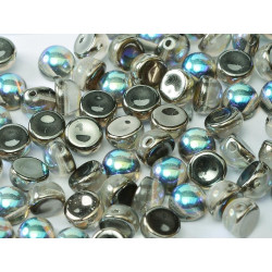 Perle Cabochon 2 trous Crystal Blue Rainbow (x12)