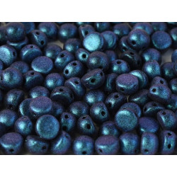 Perle Cabochon 2 trous Jet 94109 Bleu reflet violet (x12)